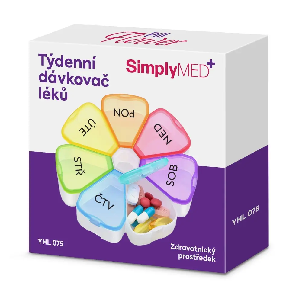 Levně SimplyMed Dávkovač léků týdenní YH7075 Flower