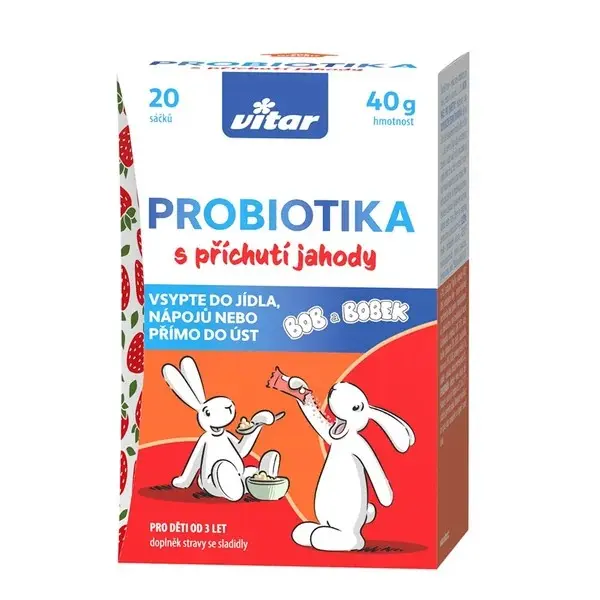 Levně Vitar Probiotika Bob a Bobek jahoda 20 x 2 g