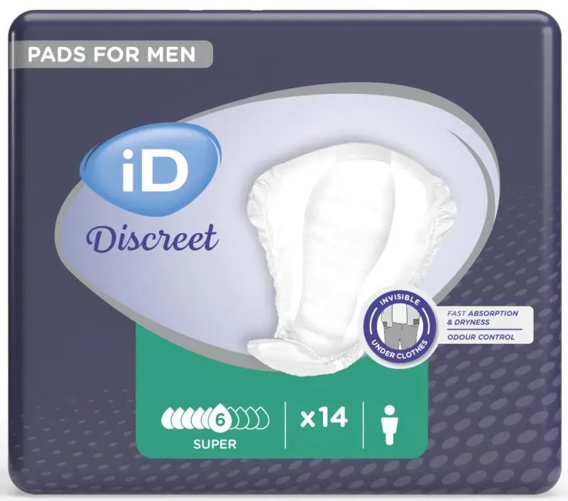 iD Discreet Pads for Men Level 3 Super 14ks