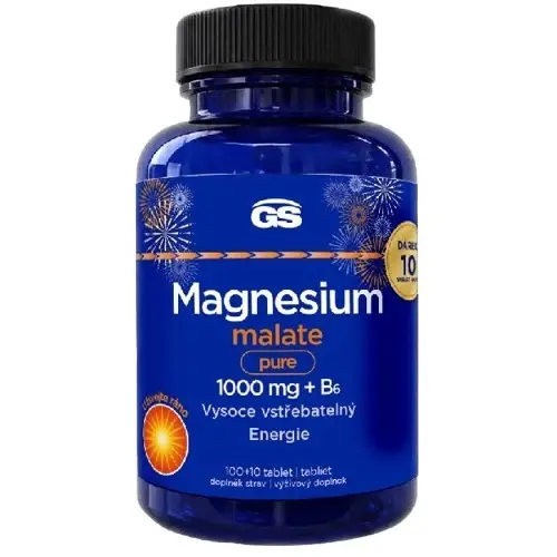GS Magnesium malate pure 1000mg+B6 100 + 10 tablet NAVÍC