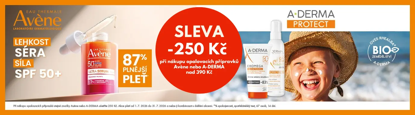 Avène a A-derma sleva 250 Kč