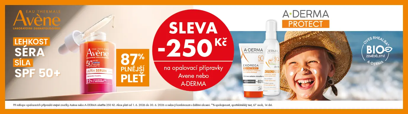 Avene, A-derma - sleva 250 Kč